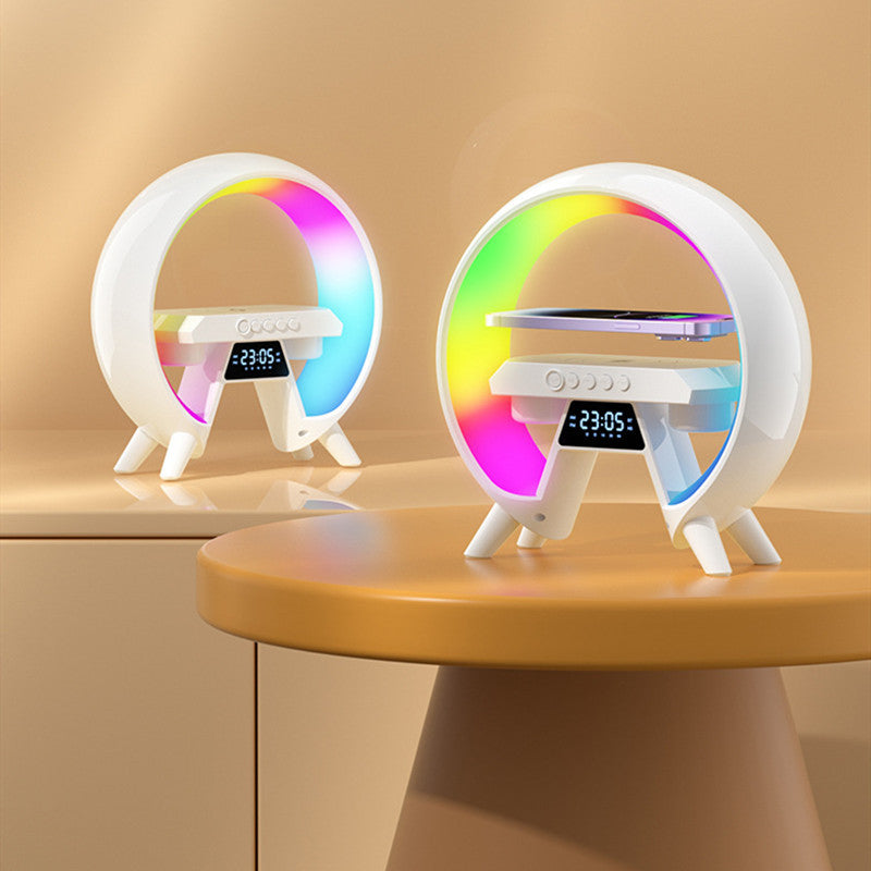 Colorful Bedside With Clock Light Wireless Charger - Aura Tech