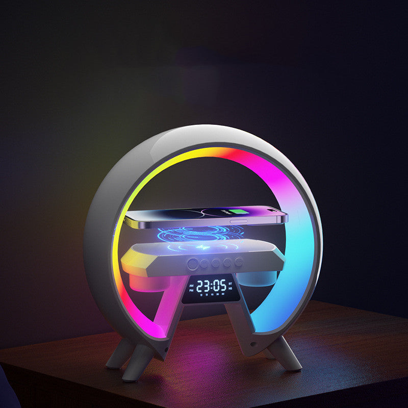 Colorful Bedside With Clock Light Wireless Charger - Aura Tech