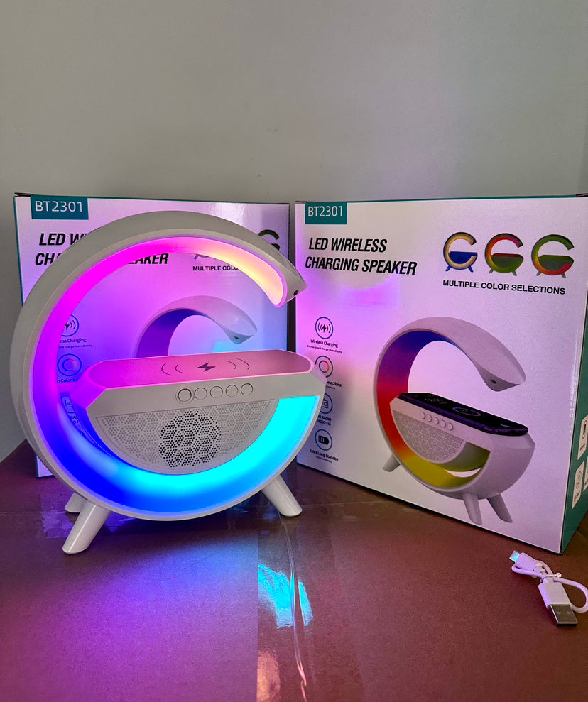 Colorful Bedside With Clock Light Wireless Charger - Aura Tech