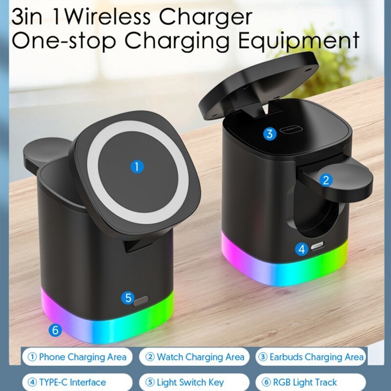 3 In 1 Magnetic Wireless Fast Charger - Aura Tech